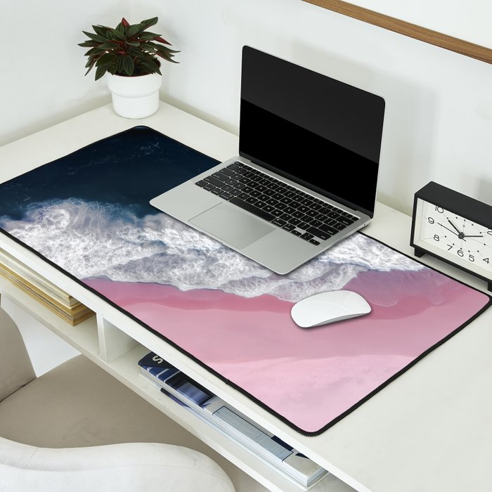 Pink Shoreline - Aerial Ocean Photography Print Desk Mat Gallery Image 2