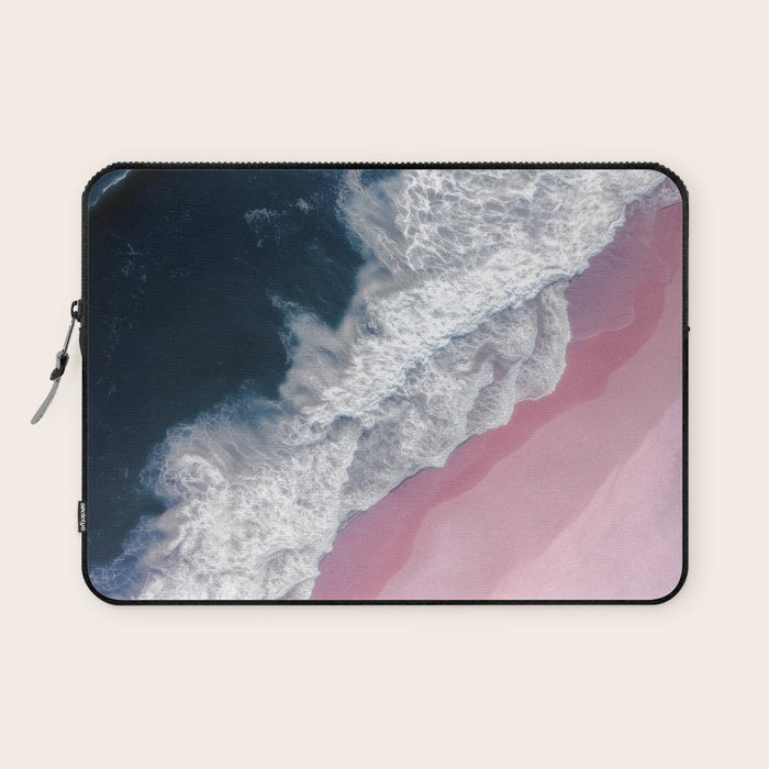 Pink Shoreline - Aerial Ocean Photography Print Laptop Sleeve Gallery Image 1