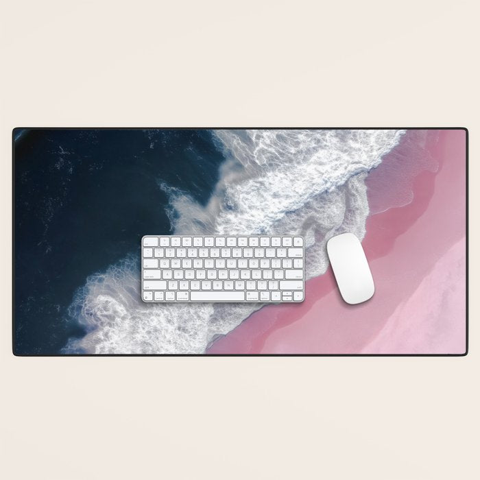 Pink Shoreline - Aerial Ocean Photography Print Desk Mat Gallery Image 1