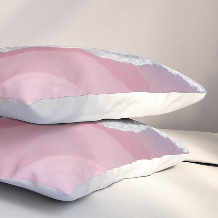 Pink Shoreline - Aerial Ocean Photography Print Pillow Sham Gallery Image 3