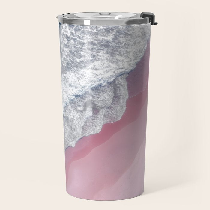 Pink Shoreline - Aerial Ocean Photography Print Travel Mug Gallery Image 2