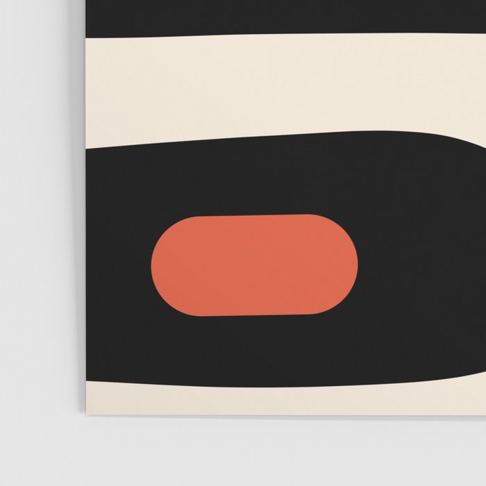 Retro Piquet Mid Century Modern Abstract Pattern in Black, Orange, and Almond Cream Poster Gallery Image 3