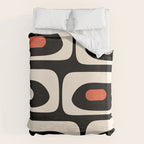 Retro Piquet Mid Century Modern Abstract Pattern in Black, Orange, and Almond Cream Duvet Cover Gallery Image 6