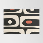 Retro Piquet Mid Century Modern Abstract Pattern in Black, Orange, and Almond Cream Rug Gallery Image 2
