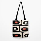 Retro Piquet Mid Century Modern Abstract Pattern in Black, Orange, and Almond Cream Tote Bag Gallery Image 2