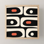 Retro Piquet Mid Century Modern Abstract Pattern in Black, Orange, and Almond Cream Mini Art Print Gallery Image 1