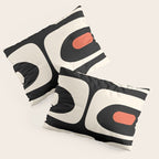 Retro Piquet Mid Century Modern Abstract Pattern in Black, Orange, and Almond Cream Pillow Sham Gallery Image 3