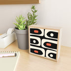 Retro Piquet Mid Century Modern Abstract Pattern in Black, Orange, and Almond Cream Mini Art Print Gallery Image 2