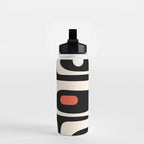 Retro Piquet Mid Century Modern Abstract Pattern in Black, Orange, and Almond Cream Water Bottle Gallery Image 2