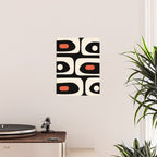 Retro Piquet Mid Century Modern Abstract Pattern in Black, Orange, and Almond Cream Poster Gallery Image 2
