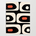 Retro Piquet Mid Century Modern Abstract Pattern in Black, Orange, and Almond Cream Poster Gallery Image 4