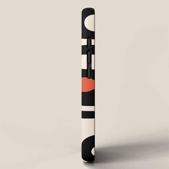 Retro Piquet Mid Century Modern Abstract Pattern in Black, Orange, and Almond Cream iPhone Case Gallery Image 2
