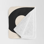 Retro Piquet Mid Century Modern Abstract Pattern in Black, Orange, and Almond Cream Throw Blanket Gallery Image 3