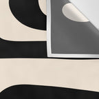 Retro Piquet Mid Century Modern Abstract Pattern in Black, Orange, and Almond Cream Wall Tapestry Gallery Image 3