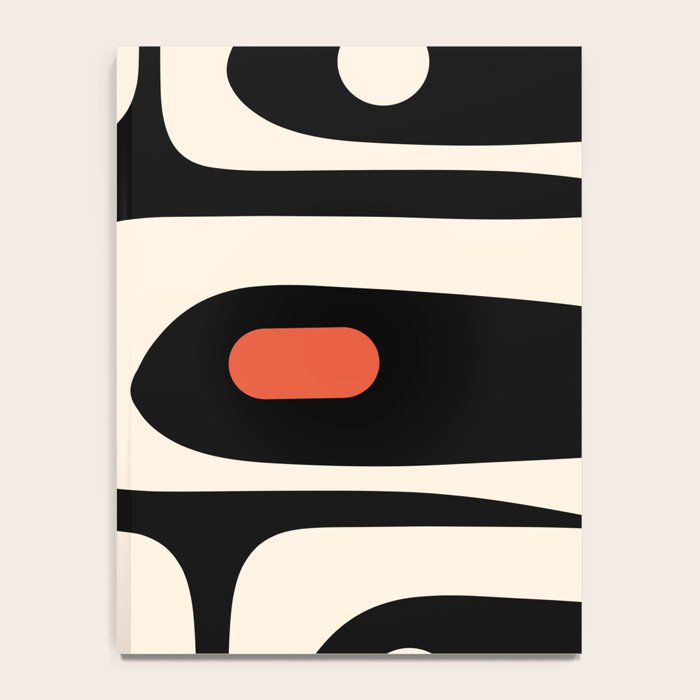 Retro Piquet Mid Century Modern Abstract Pattern in Black, Orange, and Almond Cream Notebook Gallery Image 4