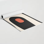 Retro Piquet Mid Century Modern Abstract Pattern in Black, Orange, and Almond Cream Yoga Mat Gallery Image 2