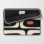 Retro Piquet Mid Century Modern Abstract Pattern in Black, Orange, and Almond Cream Laptop Sleeve Gallery Image 2