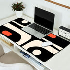 Retro Piquet Mid Century Modern Abstract Pattern in Black, Orange, and Almond Cream Desk Mat Gallery Image 2