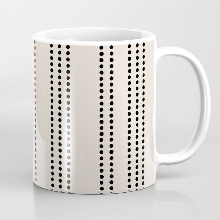 Ethnic Spotted Stripes in Ivory and Black Coffee Mug Gallery Image 1