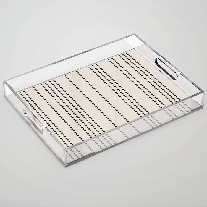 Ethnic Spotted Stripes in Ivory and Black Acrylic Tray Gallery Image 1