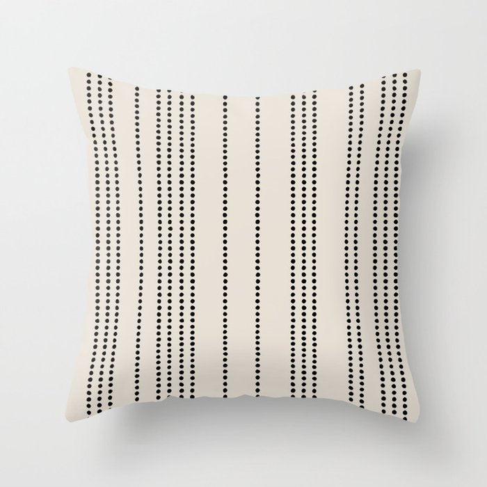 Ethnic Spotted Stripes in Ivory and Black Throw Pillow Gallery Image 6