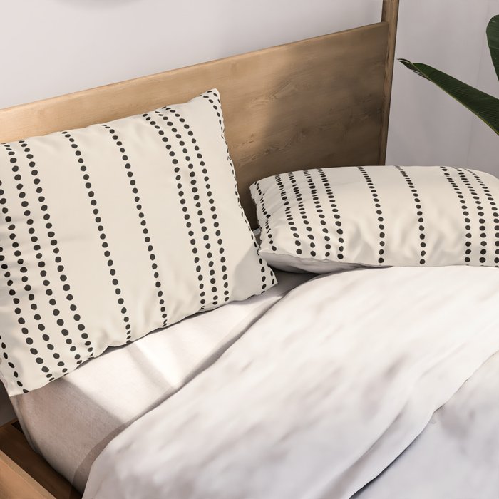 Ethnic Spotted Stripes in Ivory and Black Pillow Sham Gallery Image 2