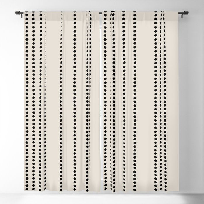 Ethnic Spotted Stripes in Ivory and Black Window Curtain Gallery Image 1