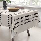 Ethnic Spotted Stripes in Ivory and Black Tablecloth Gallery Image 3