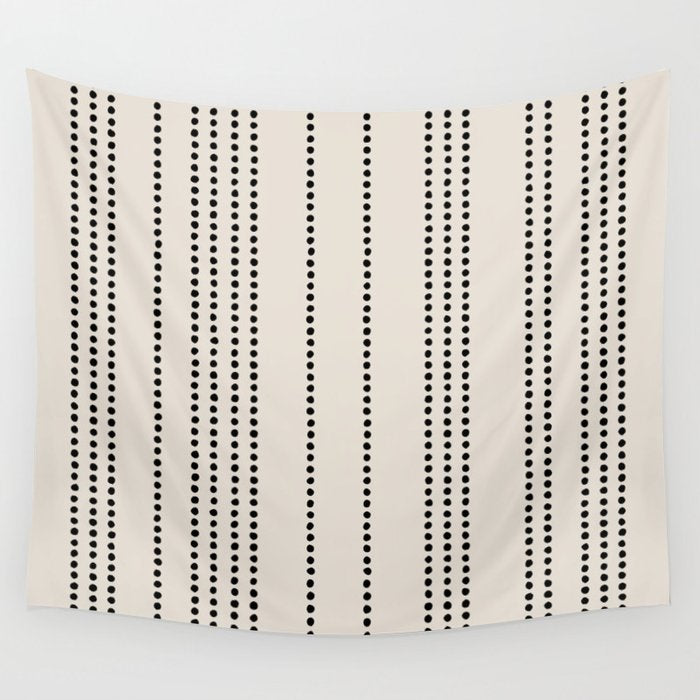 Ethnic Spotted Stripes in Ivory and Black Wall Tapestry Gallery Image 4