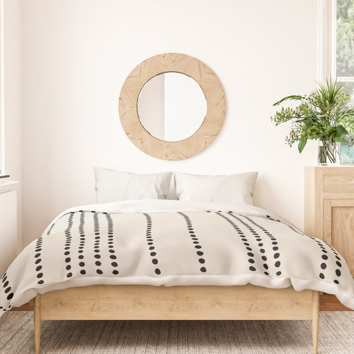 Ethnic Spotted Stripes in Ivory and Black Duvet Cover Gallery Image 3