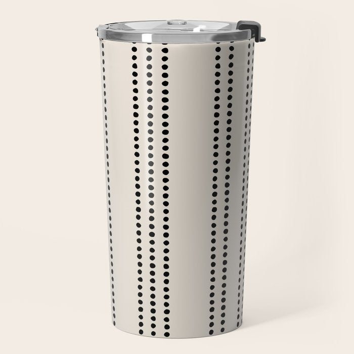Ethnic Spotted Stripes in Ivory and Black Travel Mug Gallery Image 2