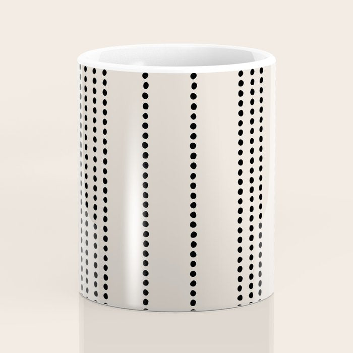 Ethnic Spotted Stripes in Ivory and Black Coffee Mug Gallery Image 4