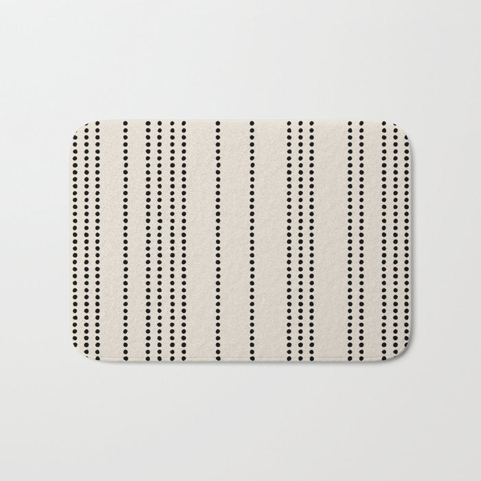 Ethnic Spotted Stripes in Ivory and Black Bath Mat Gallery Image 1