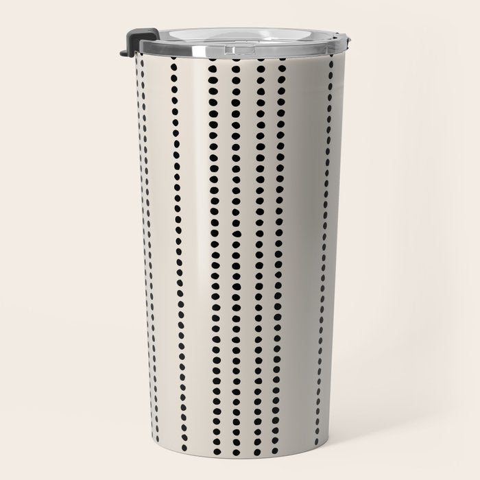 Ethnic Spotted Stripes in Ivory and Black Travel Mug Gallery Image 3