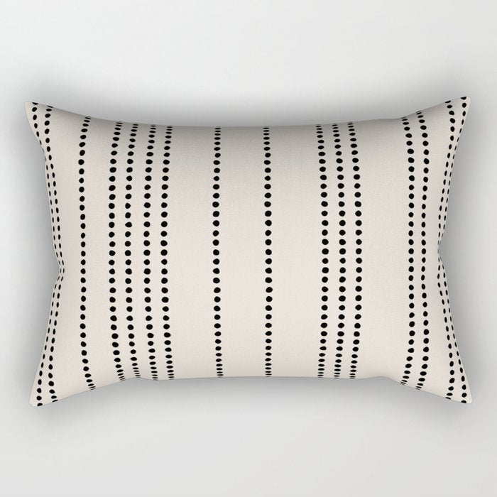 Ethnic Spotted Stripes in Ivory and Black Rectangular Pillow Gallery Image 2