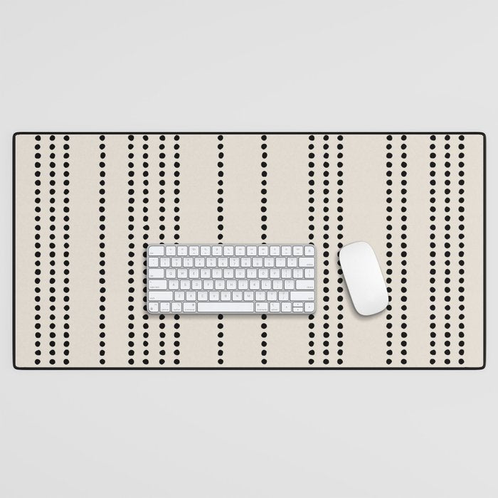 Ethnic Spotted Stripes in Ivory and Black Desk Mat Gallery Image 1
