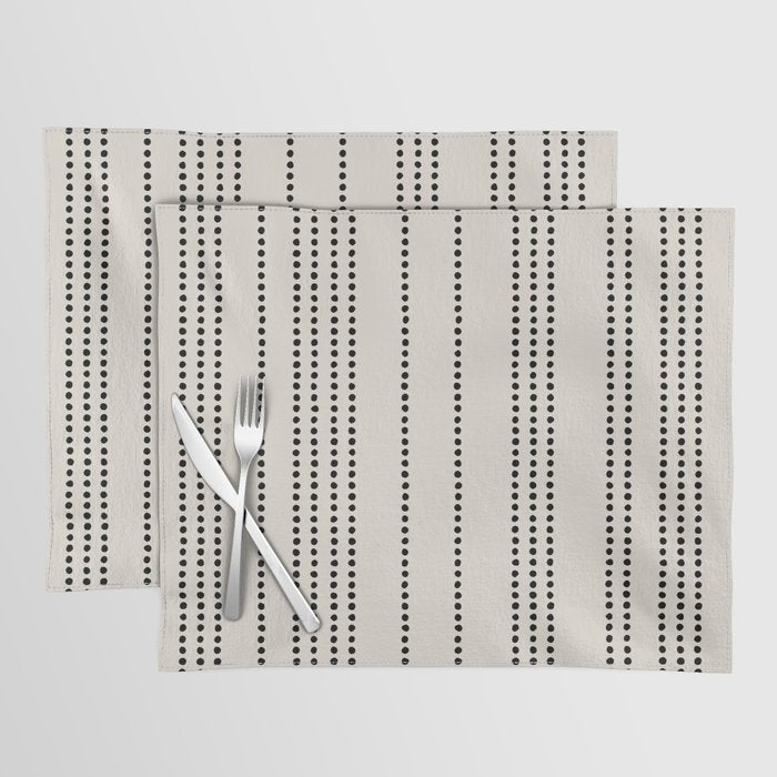 Ethnic Spotted Stripes in Ivory and Black Placemat Gallery Image 1