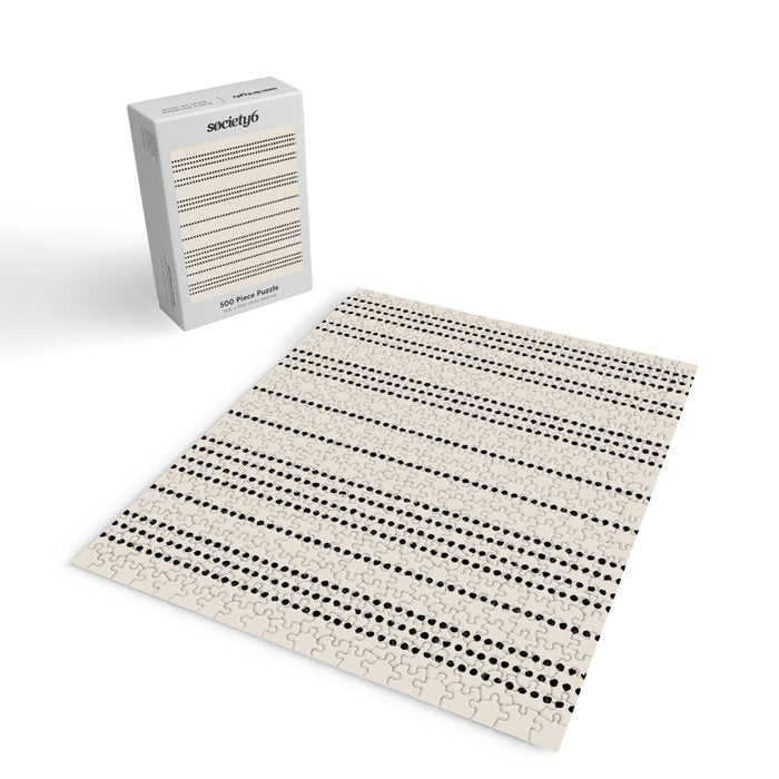 Ethnic Spotted Stripes in Ivory and Black Jigsaw Puzzle Gallery Image 2