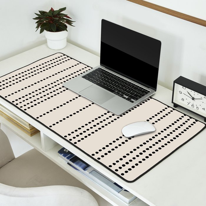 Ethnic Spotted Stripes in Ivory and Black Desk Mat Gallery Image 2