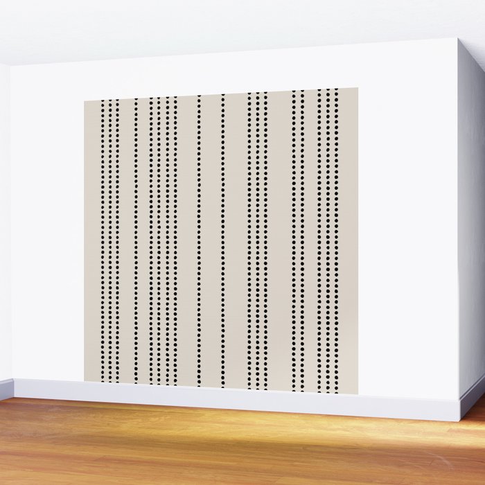 Ethnic Spotted Stripes in Ivory and Black Wall Mural Gallery Image 2