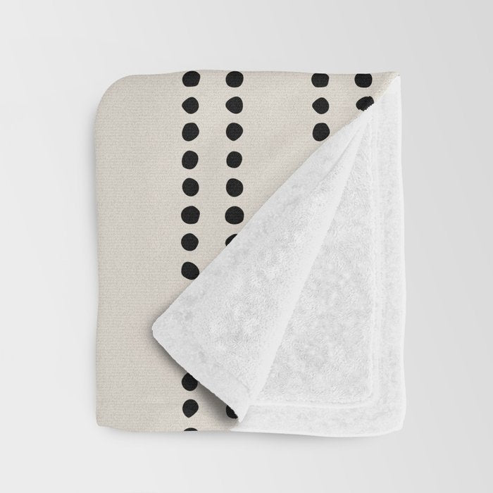 Ethnic Spotted Stripes in Ivory and Black Throw Blanket Gallery Image 3