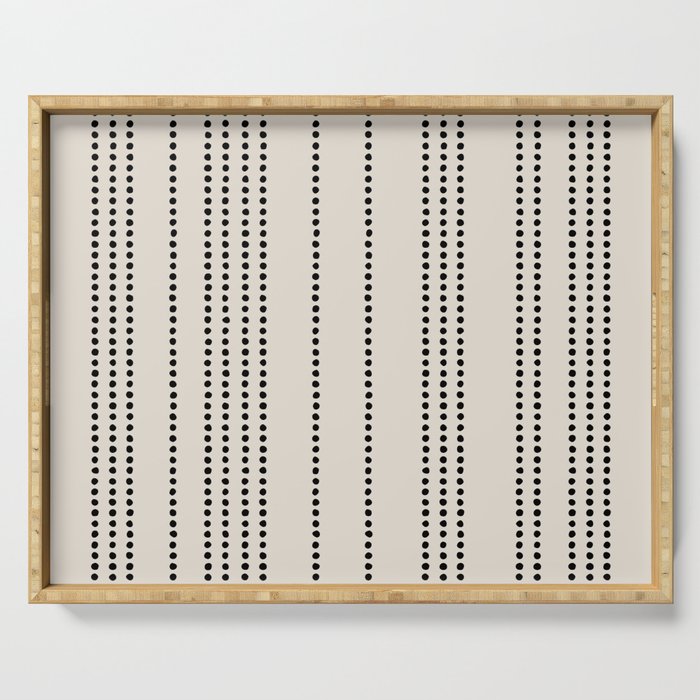 Ethnic Spotted Stripes in Ivory and Black Serving Tray Gallery Image 1