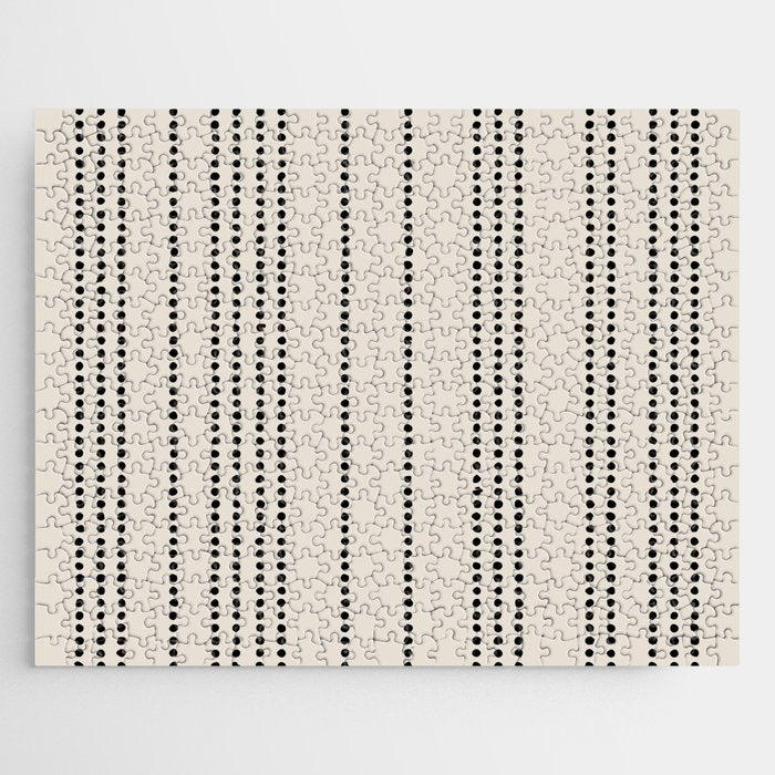 Ethnic Spotted Stripes in Ivory and Black Jigsaw Puzzle Gallery Image 1