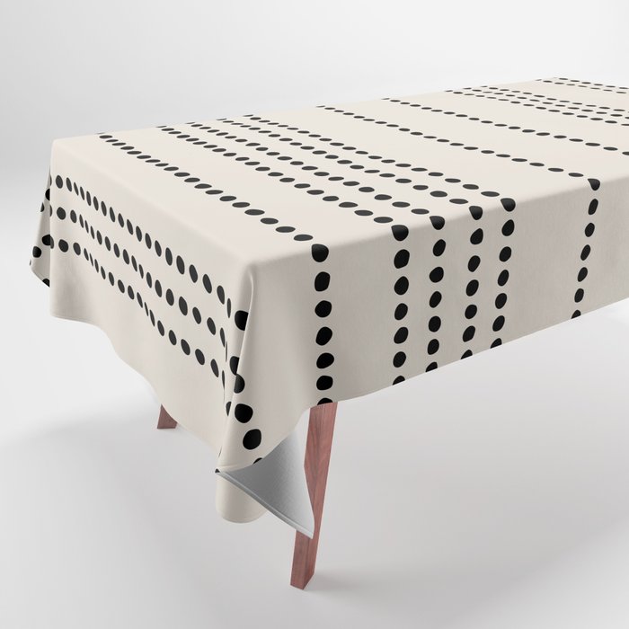 Ethnic Spotted Stripes in Ivory and Black Tablecloth Gallery Image 1