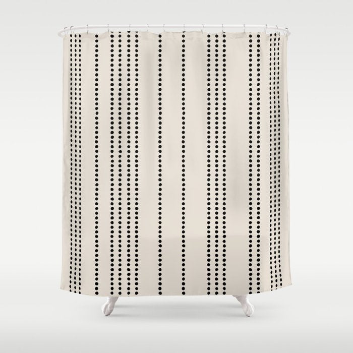 Ethnic Spotted Stripes in Ivory and Black Shower Curtain Gallery Image 1