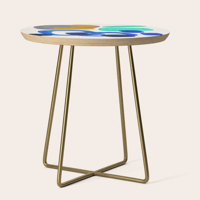 Mid Century Modern Abstract Minimalist Fun Colorful Shapes Marine Green Retro Vintage Fun Shapes Side Table Gallery Image 1