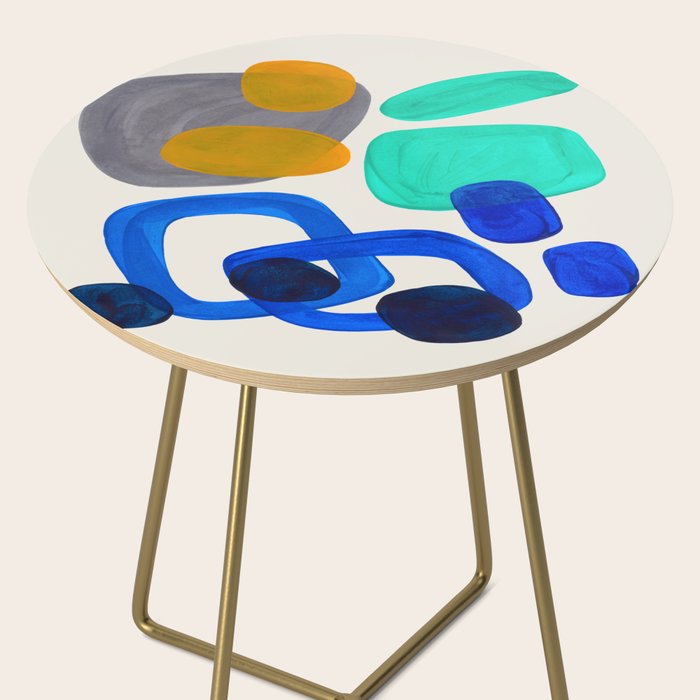 Mid Century Modern Abstract Minimalist Fun Colorful Shapes Marine Green Retro Vintage Fun Shapes Side Table Gallery Image 2