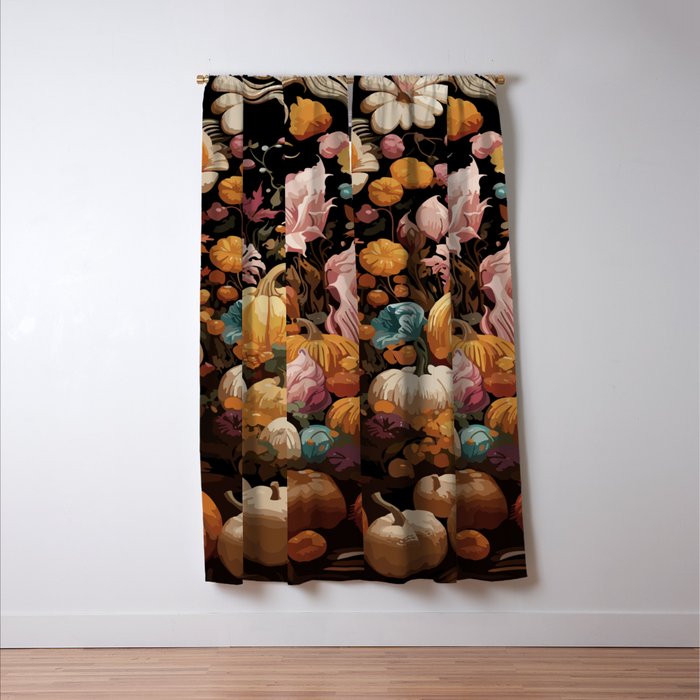 Patchwork of Autumn Pumpkin Art Window Curtain Gallery Image 3