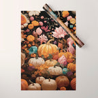 Patchwork of Autumn Pumpkin Art Wrapping Paper Gallery Image 1