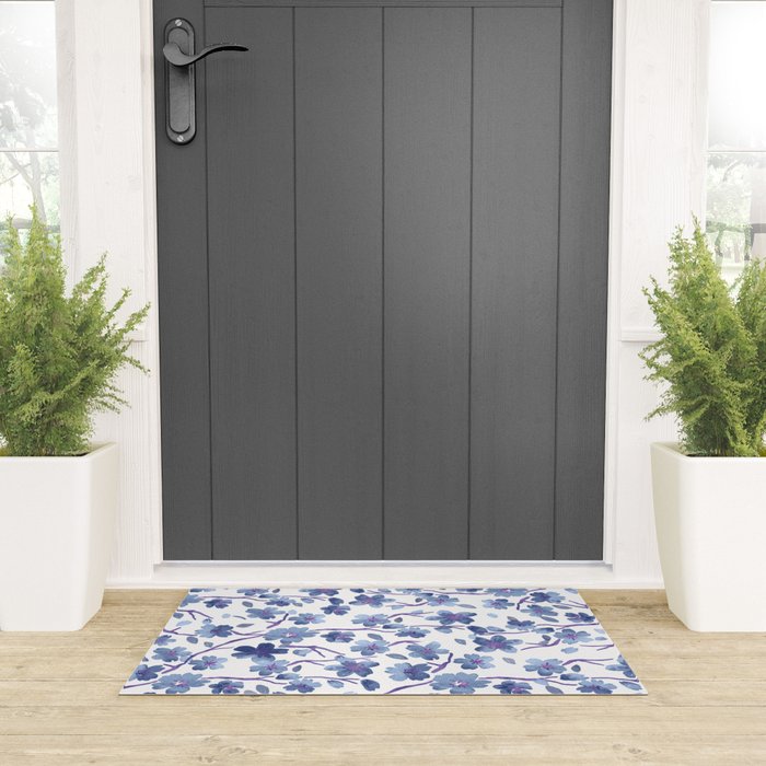 Blue Flowers 4 Welcome Mat Gallery Image 3